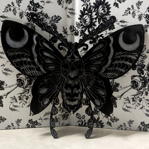 Death Moth Triple Hook Key Rack • Spooky Home Décor • Macabre/Horror Decorations - Picture 1 of 3